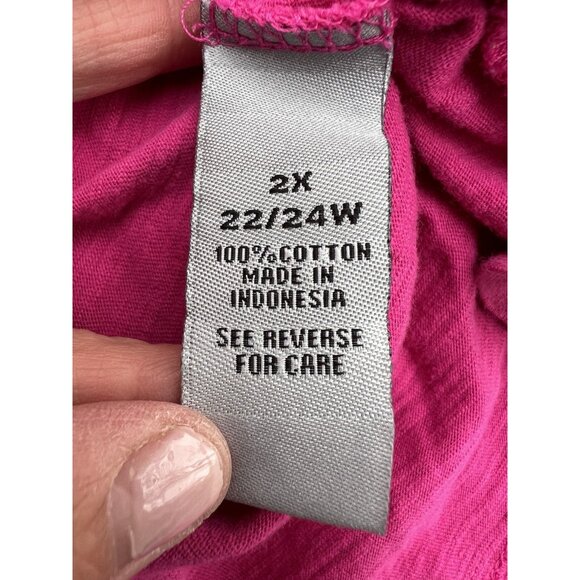 Catherine's hot pink scoop neck hearts swirls tshirt 2X boho hippie colorful - Picture 4 of 8